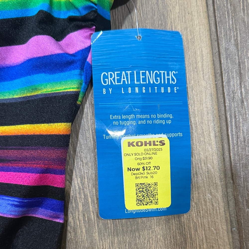 Colorful Striped Women's One-Piece Swimsuit - Picture 2 of 5